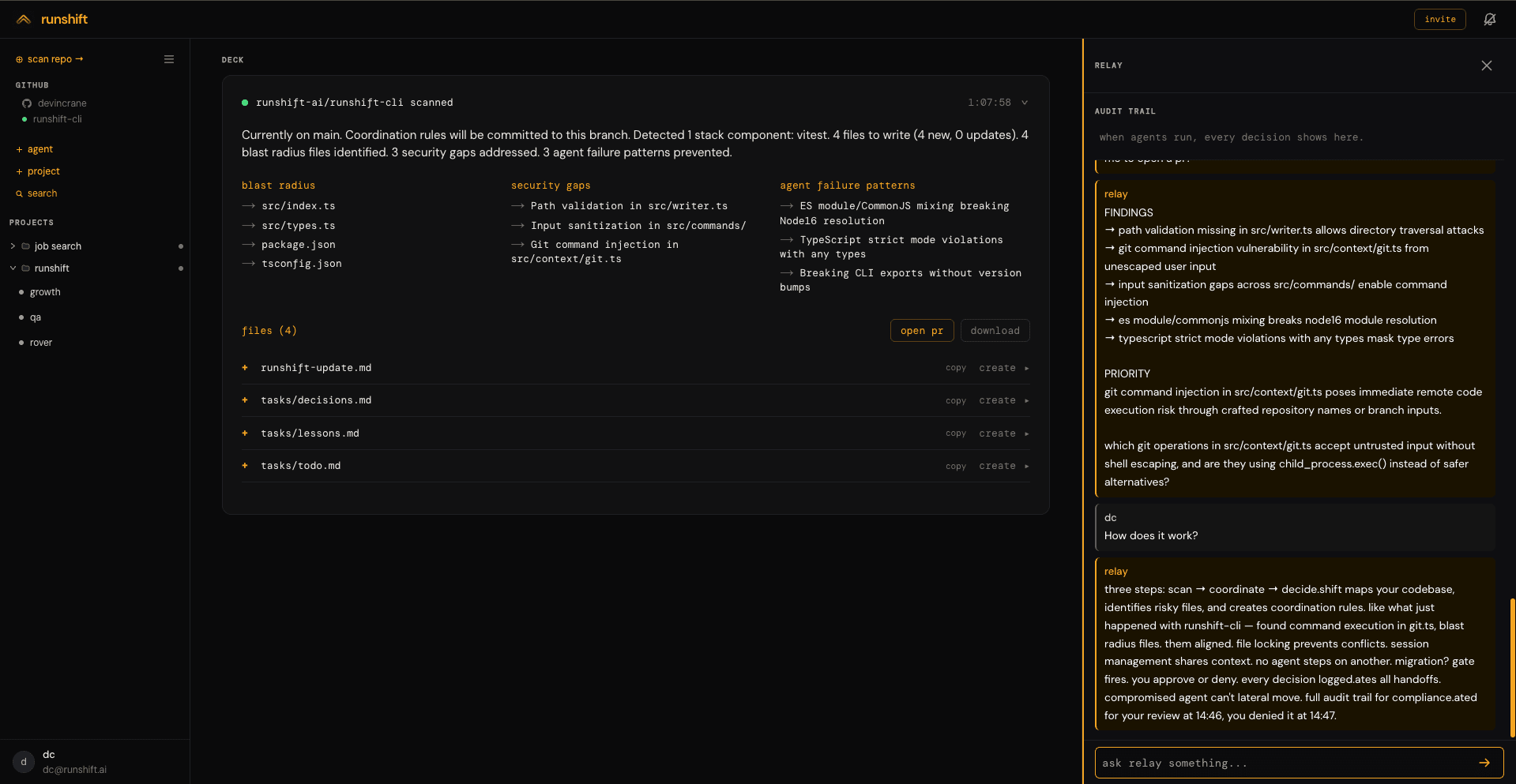 runshift dashboard